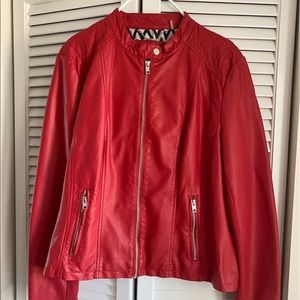 Women’s red leather fashion jacket